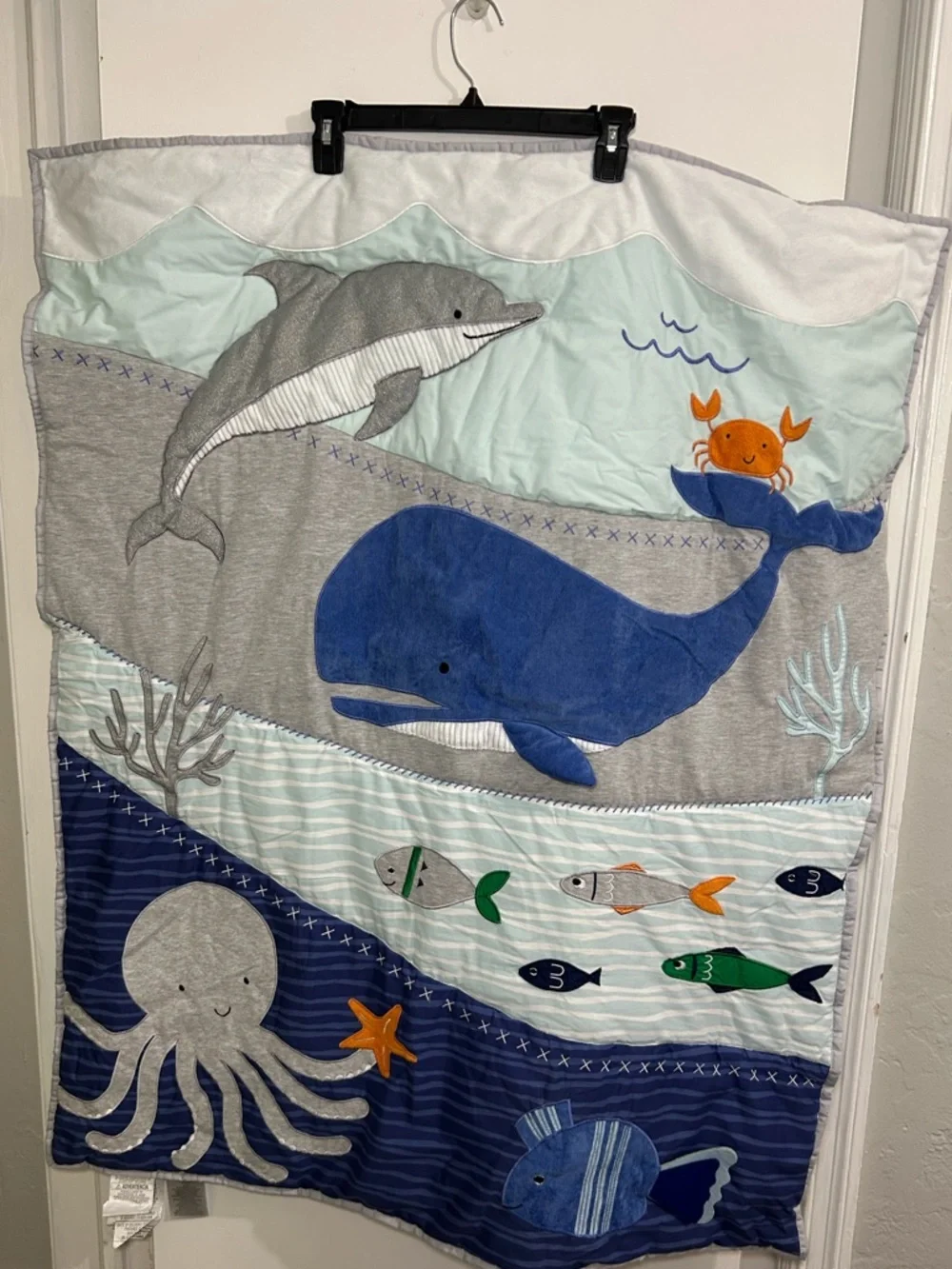 Lambs & Ivy Blue Ocean Blue Baby Crib Quilt